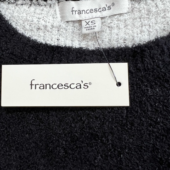 Francesca’s Black & White Star Print Fuzzy Sweater – Size XS - Picture 3 of 3